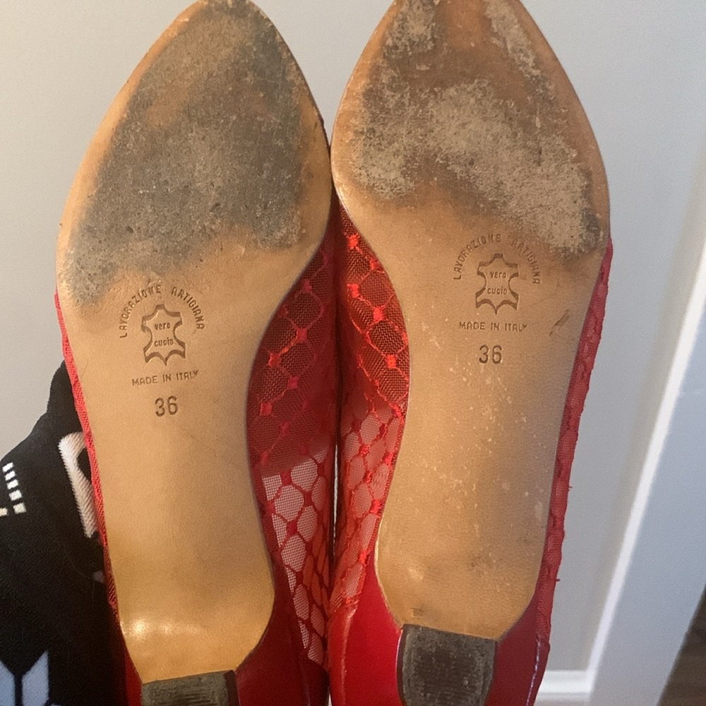 Salvatori Red Kitten Heel size 6 - Picture 3 of 3